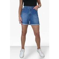 Paulo Due Women's Relaxed Mom Fit Denim Jean Shorts in Mid Blue | Size: 18