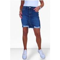 Paulo Due Women's Distressed Denim Mini Skirt in Dark Indigo | Size: 8