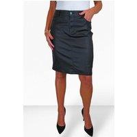 Paulo Due Women's Faux Leather Knee Length Skirt in Black | Size: 22