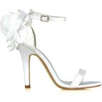 XY London Women's 'Zola' Strappy Flower Bridal High Stiletto Heels in White | Size: 8