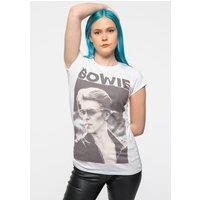 David Bowie Women's Smoking portrait Skinny Fit T-Shirt in White | Size: XL