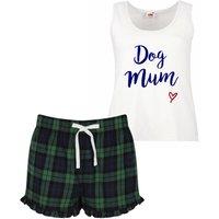 60 SECOND MAKEOVER Women's Dog Mum Pyjama Set Pink Tartan Pet Pajamas Clothes Present in Green | Size: XL