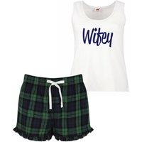60 SECOND MAKEOVER Women's Wifey Tartan Frill Short Pyjama Set Red Blue or Green Blue | Size: Medium