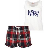 60 SECOND MAKEOVER Women's Wifey Tartan Frill Short Pyjama Set Red Blue or Green Blue | Size: Small