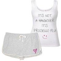 60 SECOND MAKEOVER Women's It's Not A Hangover It's Prosecco Flu PJ's Loungewear Lounge Wear Grey & White Friend | Size: XS