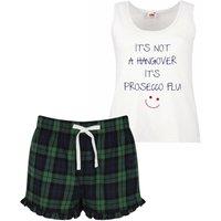 60 SECOND MAKEOVER Women's It's Not A Hangover It's Prosecco Flu PJ's Loungewear Lounge Wear Pink Tartan Frill Shorts in Green | Size: XL