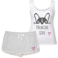 60 SECOND MAKEOVER Women's Frenchie Love Pyjama Set PJ's Loungewear Lounge Wear Grey & White Dog | Size: Large