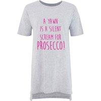 60 SECOND MAKEOVER Women's A Yawn Is A Silent Scream For Prosecco Nightie in Grey | Size: Small