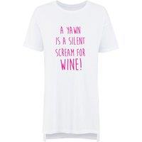 60 SECOND MAKEOVER Women's A Yawn Is A Silent Scream For Wine Nightie in White | Size: Medium