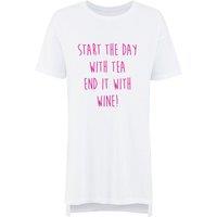 60 SECOND MAKEOVER Women's Start The Day With Tea End It With Wine Nightie in White | Size: XS