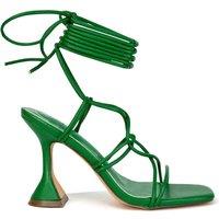 XY London Women's 'Briar' Lace up Square Toe Sculptured Mid High Heels in Green | Size: 3
