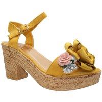 IVACHY Women's Floral & Pearl Espadrille Style Platform Wedge Party Sandals in Yellow | Size: 3