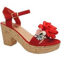 IVACHY Women's Floral & Pearl Espadrille Style Platform Wedge Party Sandals in Red | Size: 5