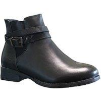 IVACHY Women's Fashion Faux Croc Buckle Deco Zip Closure Low Heel Ankle Boots in Black | Size: 4