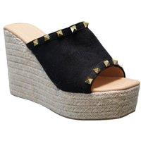 IVACHY Women's Summer Open Toe Espadrille Sandals in Black | Size: 5