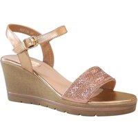 IVACHY Women's Shiny Sparkling Diamante with Buckle Closure Platform Wedge Sandals in Rose Gold | Size: 6