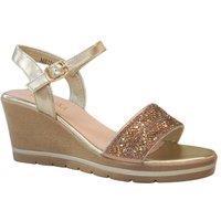 IVACHY Women's Shiny Sparkling Diamante with Buckle Closure Platform Wedge Sandals in Gold | Size: 3