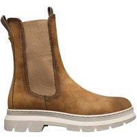 IVACHY Women's Faux Suede Elastic Chunky Platform Mid Calf Chelsea Ankle Boots in Tan | Size: 6
