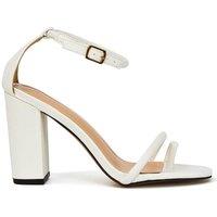 XY London Women's 'Liana' Strappy High Block Heel Sandals in White | Size: 7