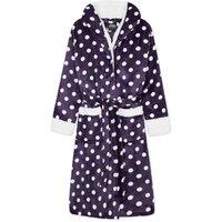 CityComfort Women's All Over Dots Fleece Dressing Gown in Purple | Size: Medium