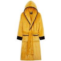 CityComfort Women's Hooded Fluffy Dressing Gown in Mustard | Size: Medium