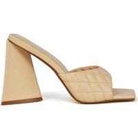 XY London Women's 'Maylin' Quilted Square Toe Sculptured Flared High Heels in Nude | Size: 5