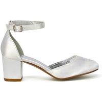 XY London Women's 'Billie-May' Chunky Strappy Mid Block High Heels Court Shoes in White | Size: 6