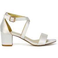 XY London Women's 'Jordyn' Cross Over Buckle Strap Chunky Low Block Heels in Ivory | Size: 8