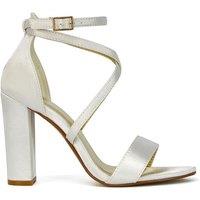 XY London Women's 'Briella' Strappy Sandals With High Block Heels in Ivory | Size: 8