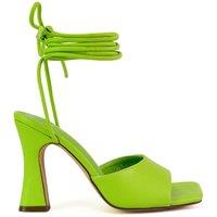 XY London Women's 'Flora' Strappy Lace Up Block High Heels With a Square Toe in Green | Size: 4