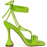 XY London Women's 'Axel' Strappy Lace Up Square Toe Block Sculptured Heels in Green | Size: 5