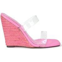 XY London Women's 'Shea' Perspex Strappy Espadrilles Wedge Heel Sandals in Pink | Size: 6