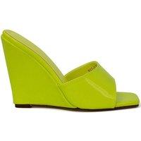 XY London Women's 'Otis' Slip On Wedge High Heeled Mule Sandals in Green | Size: 5