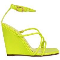 XY London Women's 'Danica' Ankle Strap Square Toe Wedge Heel Sandals in Green | Size: 5