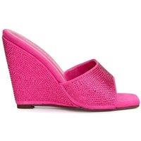 XY London Women's 'Peggie' Slip On Wedge Heel Rhinestones Slip On Mules in Pink | Size: 3