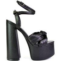 XY London Women's 'Faylinn' Ankle Strap Super Chunky Block High Heel Platform Shoes in Black | Size: 7