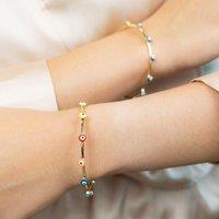 The Colourful Aura Women's Turkish Evil Eye Adjustable Boho Geometric Open Bracelet Bangle