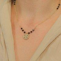 The Colourful Aura Women's Mangalsutra Four Heart Magnet Foldable Zircon Necklace in Gold
