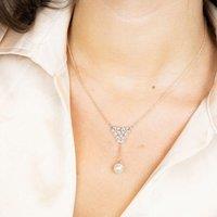 The Colourful Aura Women's Large Floral Zircon Crystal Dokiya Pendant Dangle Necklace in Rose Gold