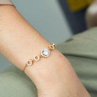 The Colourful Aura Women's Large Round Zircon Adjustable Slider Bead Indian Bracelet in Gold
