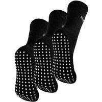 THMO Women's 3 Pairs Thermal Indoor Slipper Socks with Grips in Black | Size: 4-8