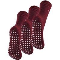 THMO Women's 3 Pairs Thermal Indoor Slipper Socks with Grips in Burgundy | Size: 4-8