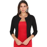 KRISP Women's Cropped Open Shrug Jacket in Black | Size: 10