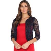 KRISP Women's All Over Lace Open Evening Shrug in Navy | Size: 8