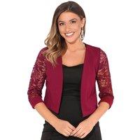 KRISP Women's Lace Back & Sleeve Tailored Shrug in Wine | Size: 16