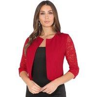 KRISP Women's Long Lace Sleeve Cropped Evening Shrug in Red | Size: 8