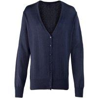 Premier Women's Button Through Long Sleeve V-neck Knitted Cardigan in Navy | Size: 18