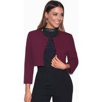 KRISP Women's Bow Back Cropped Evening Shrug in Wine | Size: 10