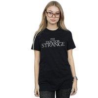 Marvel Women's Doctor Strange Logo Cotton Boyfriend T-Shirt in Black | Size: Large