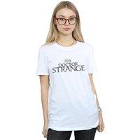 Marvel Women's Doctor Strange Logo Cotton Boyfriend T-Shirt in White | Size: Medium